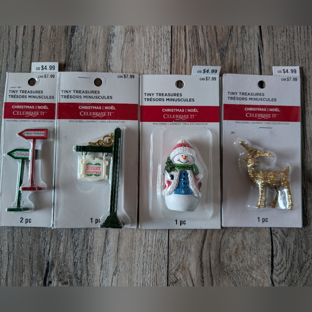 CELEBRATE IT Christmas Craft or Decor Bundle of 4 New in Package Items